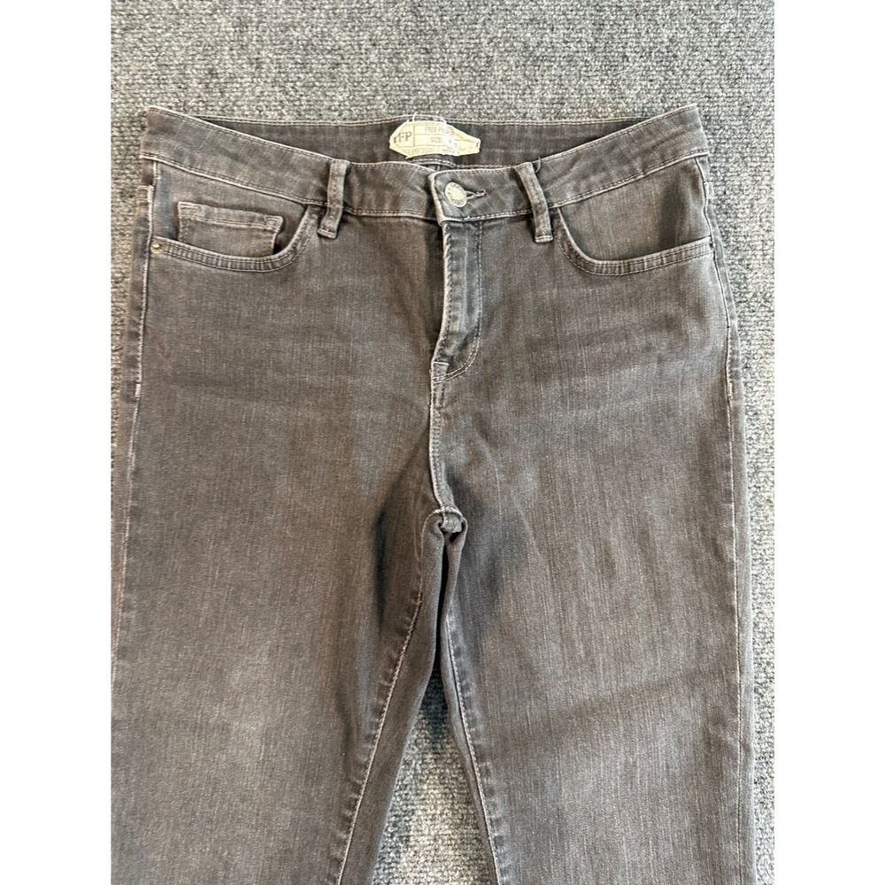 Free People Womens Mid Rise Flare Jeans Frayed Hem Charcoal Grey Size 29 - Picture 2 of 10